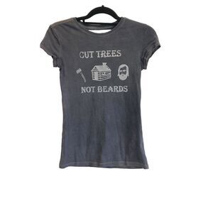 Mister Crow Women’s Size M Short Sleeve Dark Grey Shirt Top Funny Graphic Tee